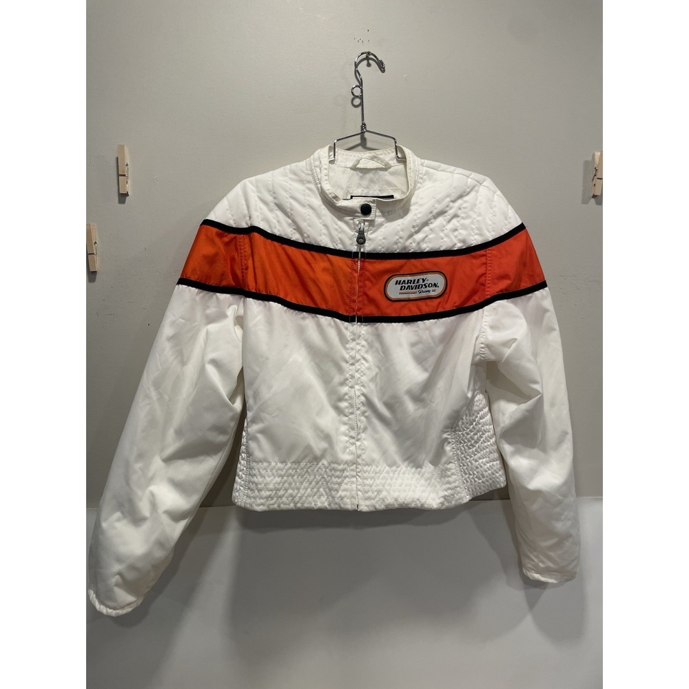 Women's Harley Davidson Race Team Jacket 103819--03402 Nylon WHT/ORG sz LARGE